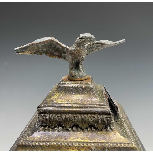 415 - A 19th century brass carriage lamp surmounted by eagle finial. Height 45.5cm.