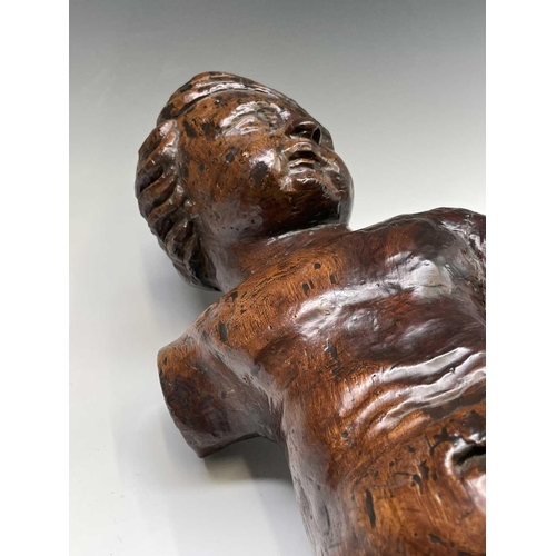 420 - A 17th/18th century Italian hardwood carving of a putto. Length 60cm.