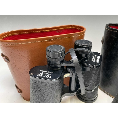 425 - A pair of Newbold & Bulford 8X30 binoculars, cased, together with other binoculars and a Photax supe... 