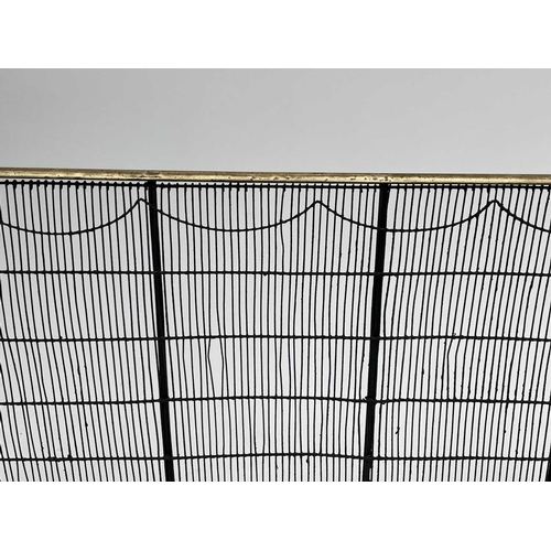 428 - A Victorian brass topped nursery fireguard, with black painted steel mesh, height 70cm, width 114cm,... 