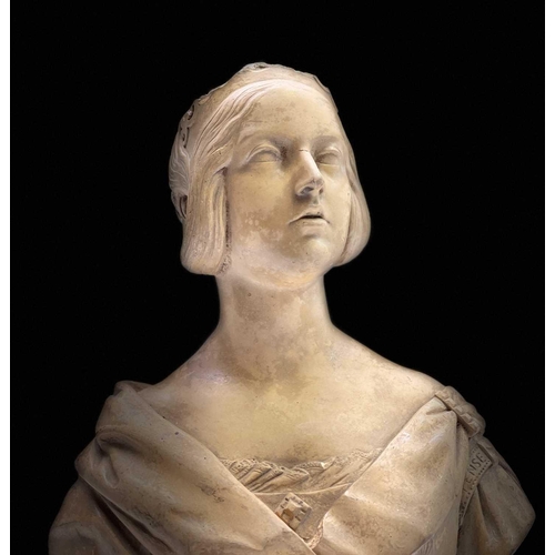 432 - A terracotta bust of Victoria, by John Marriott Blashfield, stamped J M Blashfield Stamford No232, o... 