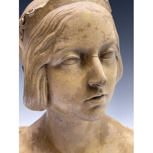 432 - A terracotta bust of Victoria, by John Marriott Blashfield, stamped J M Blashfield Stamford No232, o... 