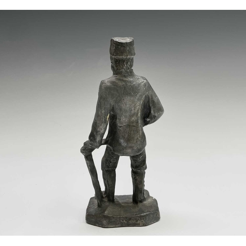 438 - A Cast metal figure of a miner, height 17cm, together with a Will's advertising ashtray and other it... 