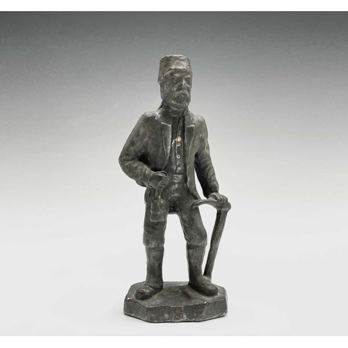 438 - A Cast metal figure of a miner, height 17cm, together with a Will's advertising ashtray and other it... 