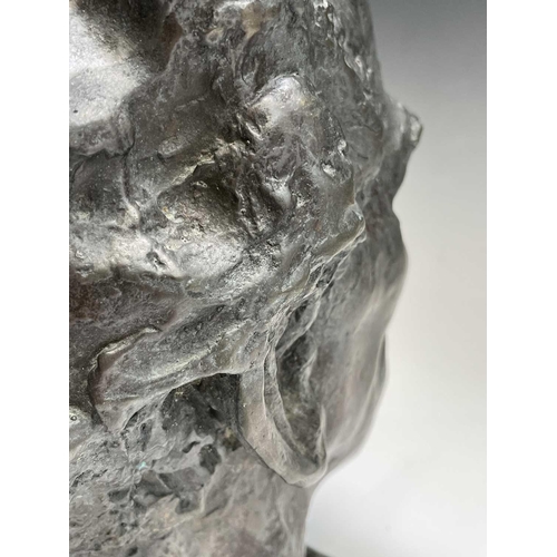 442 - Fredda Brilliant (Polish, 1903-1999) bronze sculpture, male head, signed, height 33cm.