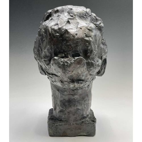 442 - Fredda Brilliant (Polish, 1903-1999) bronze sculpture, male head, signed, height 33cm.