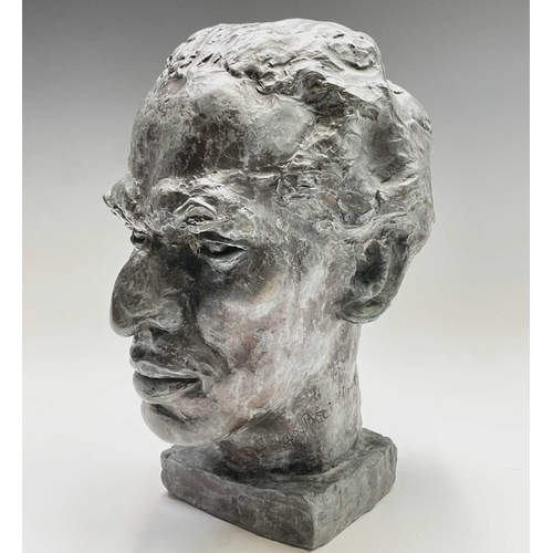 442 - Fredda Brilliant (Polish, 1903-1999) bronze sculpture, male head, signed, height 33cm.