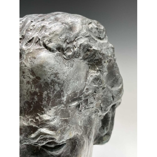 442 - Fredda Brilliant (Polish, 1903-1999) bronze sculpture, male head, signed, height 33cm.