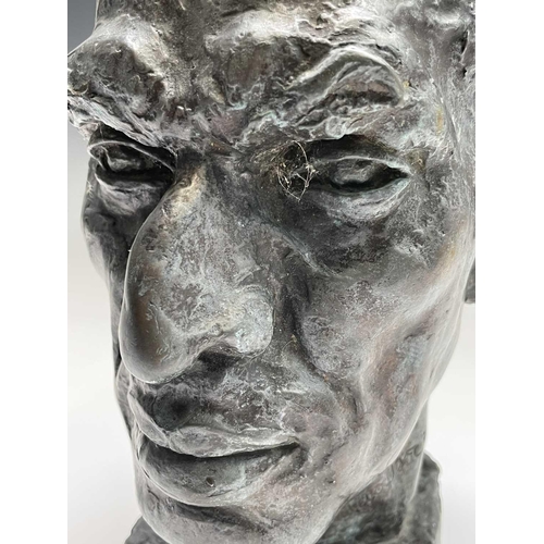 442 - Fredda Brilliant (Polish, 1903-1999) bronze sculpture, male head, signed, height 33cm.