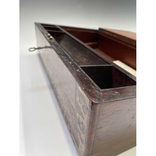 447 - An early Victorian rosewood and cut brass inlaid writing box, with nicely fitted interior with secre... 