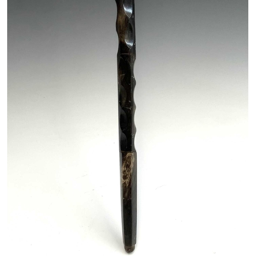 458 - A carved horn sectional walking stick, early 20th century, height 91cm.