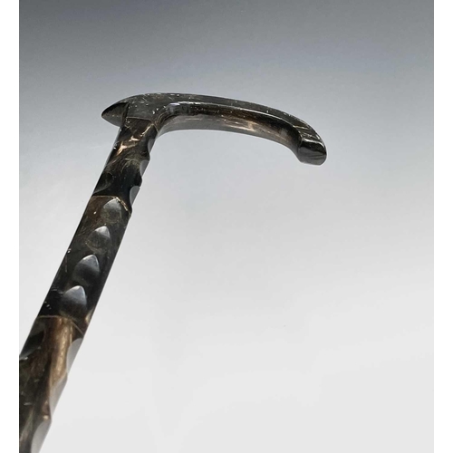 458 - A carved horn sectional walking stick, early 20th century, height 91cm.