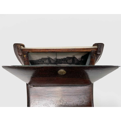 46 - A Victorian Brewster pattern rosewood stereoscopic viewer, with attachment for fitting to a stand, t... 