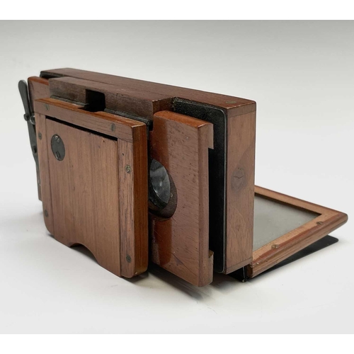 47 - A mahogany folding stereoscope viewer, labelled for Verascope Richard, width 12.5cm, together with a... 