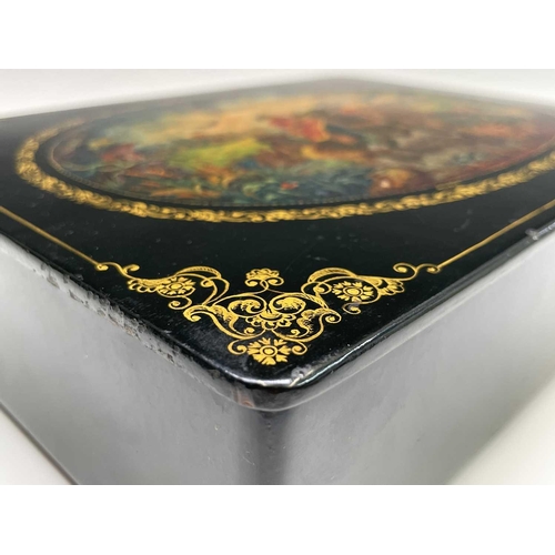 471 - A Russian hand painted lacquered box, signed Nickolay Ivanovich Antonovsky, decorated with Taras Bul... 