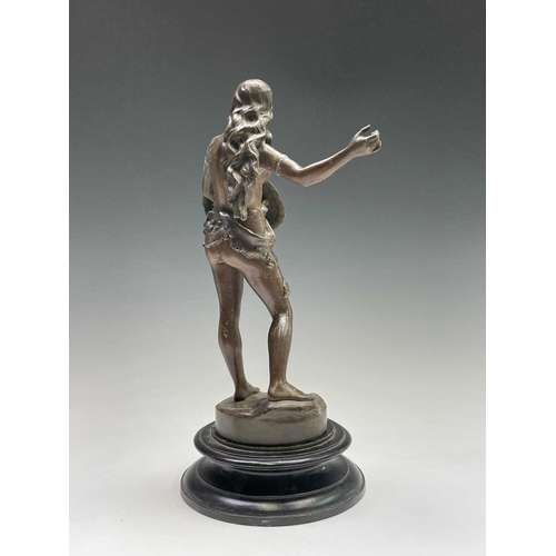 477 - A French spelter figure, circa 1900, titled 'Amazone Combattant', height 47cm, together with two oth... 