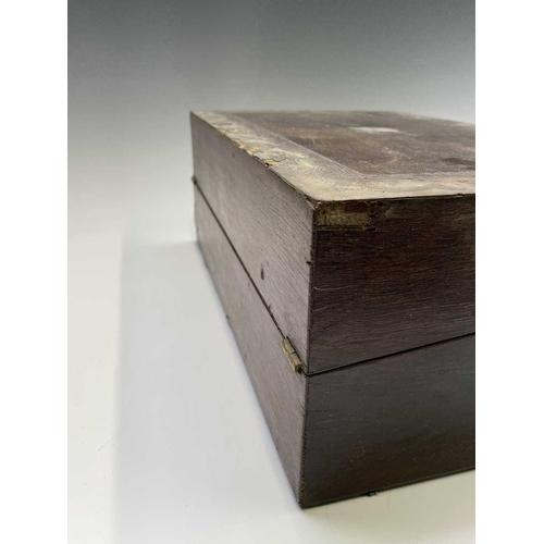 479 - A Victorian rosewood and brass inlaid writing box, with fitted interior, width 40.5cm.