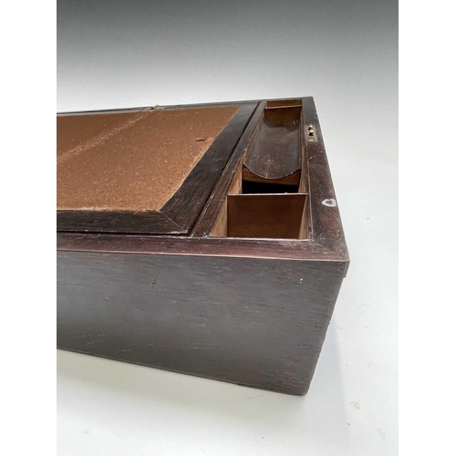 479 - A Victorian rosewood and brass inlaid writing box, with fitted interior, width 40.5cm.