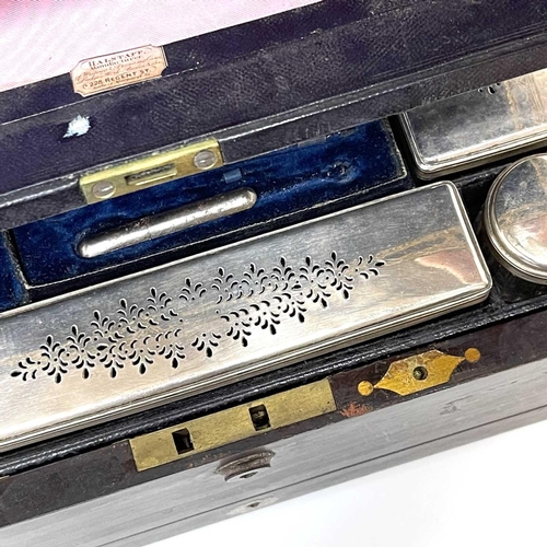 480 - An early Victorian rosewood vanity box, the interior with silver plated fittings and lower tray, wid... 