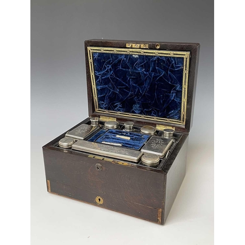 480 - An early Victorian rosewood vanity box, the interior with silver plated fittings and lower tray, wid... 