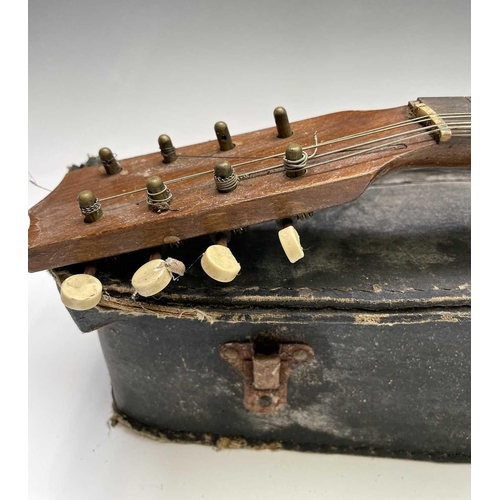 51 - A 20th century eight string mandolin banjo with mother of pearl fret markers, cased.