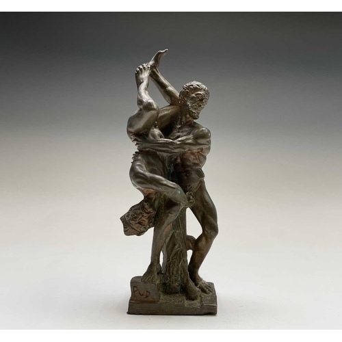 56 - After Vincenzo De Rossi, a bronze sculpture of two wrestlers, 'Hercules and Diomedes', bearing signa... 