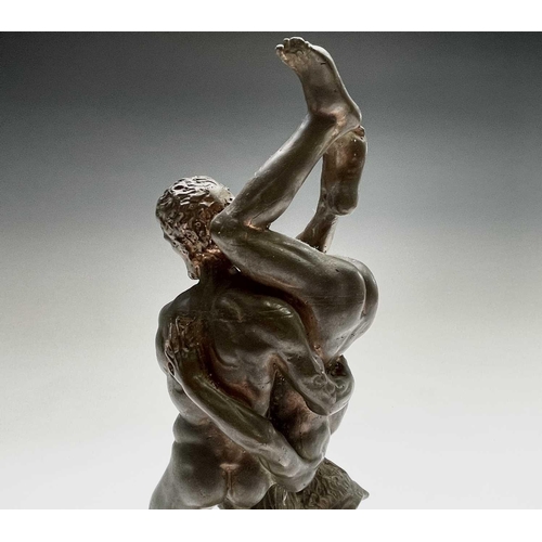 56 - After Vincenzo De Rossi, a bronze sculpture of two wrestlers, 'Hercules and Diomedes', bearing signa... 