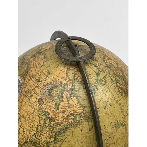 6 - A Newton's New and Improved Terrestrial 12 inch globe, published 1816, with brass meridian circle an... 