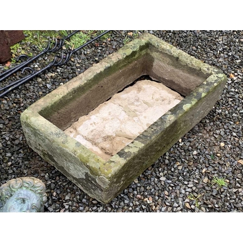 604 - A carved stone trough planter of rectangular form. Height 17cm, width 69cm, depth 40cm.