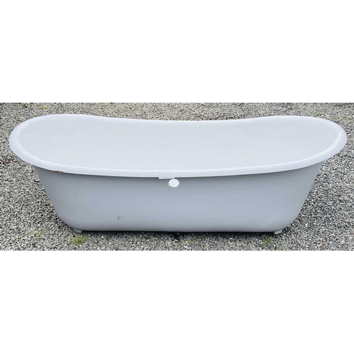 638 - A double ended cast iron enamel bath, modern, length 181cm.