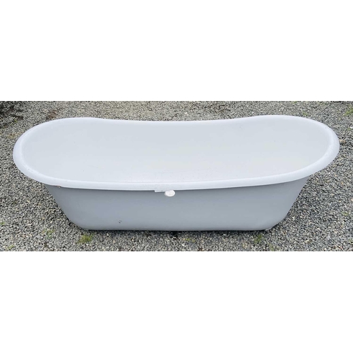 638 - A double ended cast iron enamel bath, modern, length 181cm.