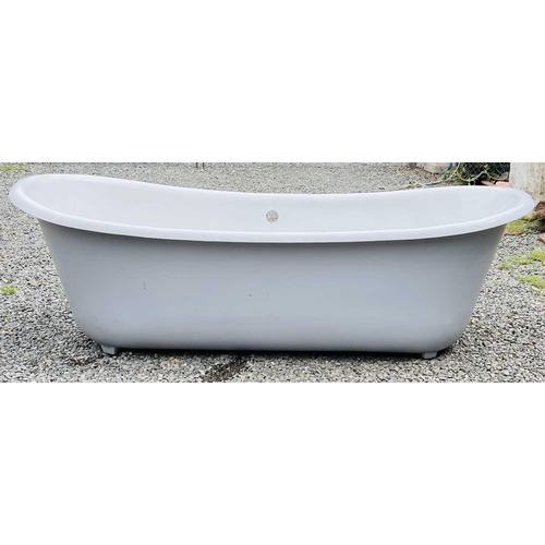 638 - A double ended cast iron enamel bath, modern, length 181cm.