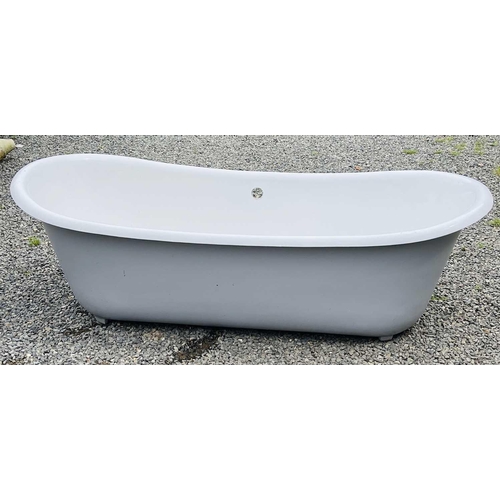 638 - A double ended cast iron enamel bath, modern, length 181cm.