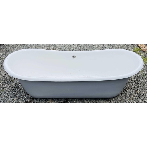 638 - A double ended cast iron enamel bath, modern, length 181cm.