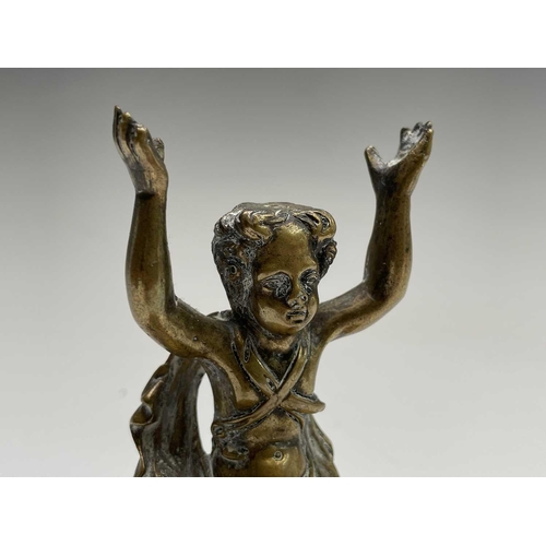 71 - A Regency gilt bronze figure of a cherubic youth, kneeling, formerly supporting a bowl or dish, heig... 