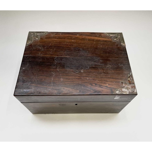 72 - A Victorian rosewood and brass mounted toilet box, width 28.5cm, together with a similar Victorian b... 