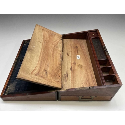 73 - A Victorian Colonial padouk and brass bound writing slope, with camphor wood lined interior and fitt... 