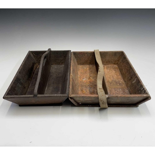 74 - A Victorian pine two division cutlery tray, bearing traces of original paint, height 8cm, width 37cm... 