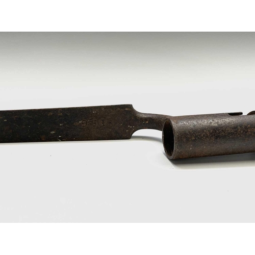 78 - A British 1839 pattern socket bayonet, the triangular blade stamped S.Hill and 156, length 46cm.