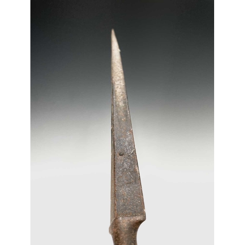 78 - A British 1839 pattern socket bayonet, the triangular blade stamped S.Hill and 156, length 46cm.