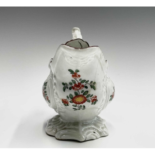 804 - A Plymouth porcelain rococo sauceboat, William Cookworthy, 1768-1770, with floral painted decoration... 