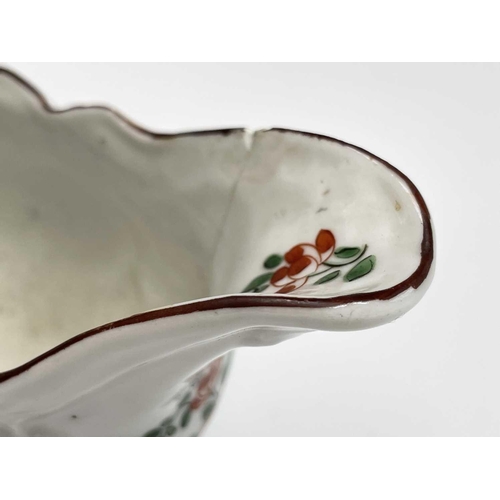 804 - A Plymouth porcelain rococo sauceboat, William Cookworthy, 1768-1770, with floral painted decoration... 