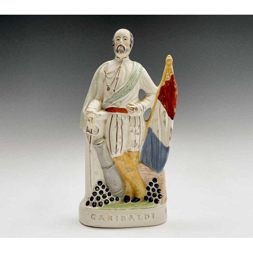 812 - A 19th century Staffordshire flatback portrait figure, 'Garibaldi', height 32cm, together with anoth... 