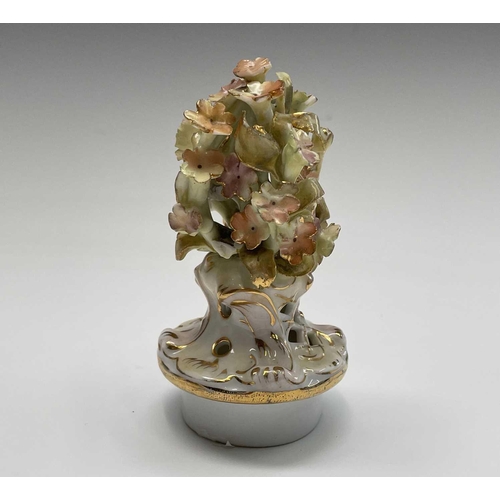 818 - An early 20th century Dresden porcelain twin handled pot pourri vase and cover, the central printed ... 