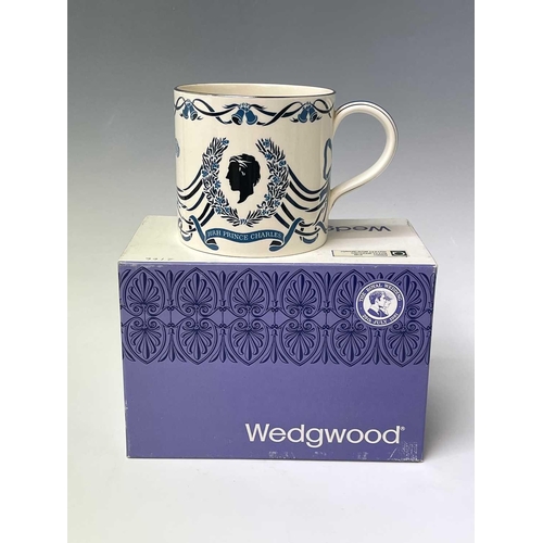 828 - Three Wedgwood commemorative mugs designed Richard Guyatt to include the Royal Silver Wedding 1947-1... 