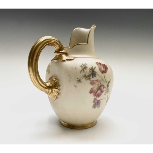 846 - A Royal Worcester ewer, shape no. 1094, with hand painted floral decoration, printed marks including... 