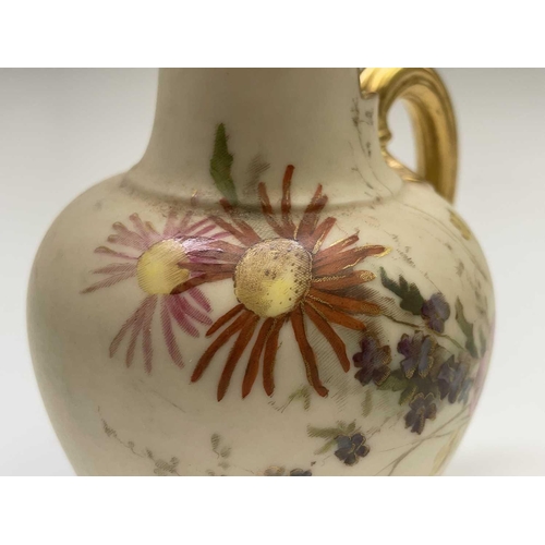 846 - A Royal Worcester ewer, shape no. 1094, with hand painted floral decoration, printed marks including... 