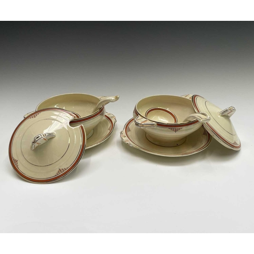 849 - An Art Deco period Grindley dinner service comprising two tureens, width 28cm, two smaller tureens w... 