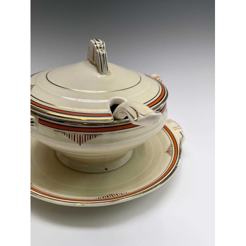 849 - An Art Deco period Grindley dinner service comprising two tureens, width 28cm, two smaller tureens w... 