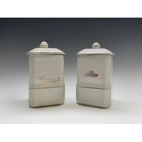 850 - A set of eleven early 20th century 'Empire Ware' kitchen storage jars, comprising five 19cm tall jar... 